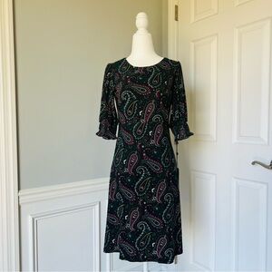 Tommy Hilfiger Smocked Sleeve Paisley Printed Dress. Size 2